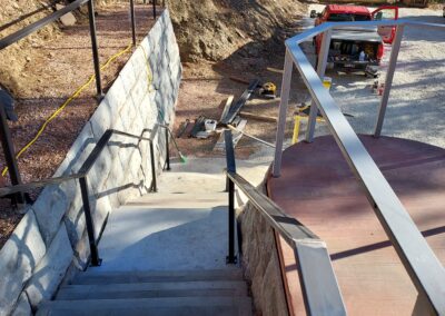 Steel railing under construction